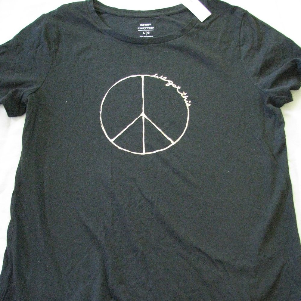 Old Navy We Got This Peace Sign Black T Shirt